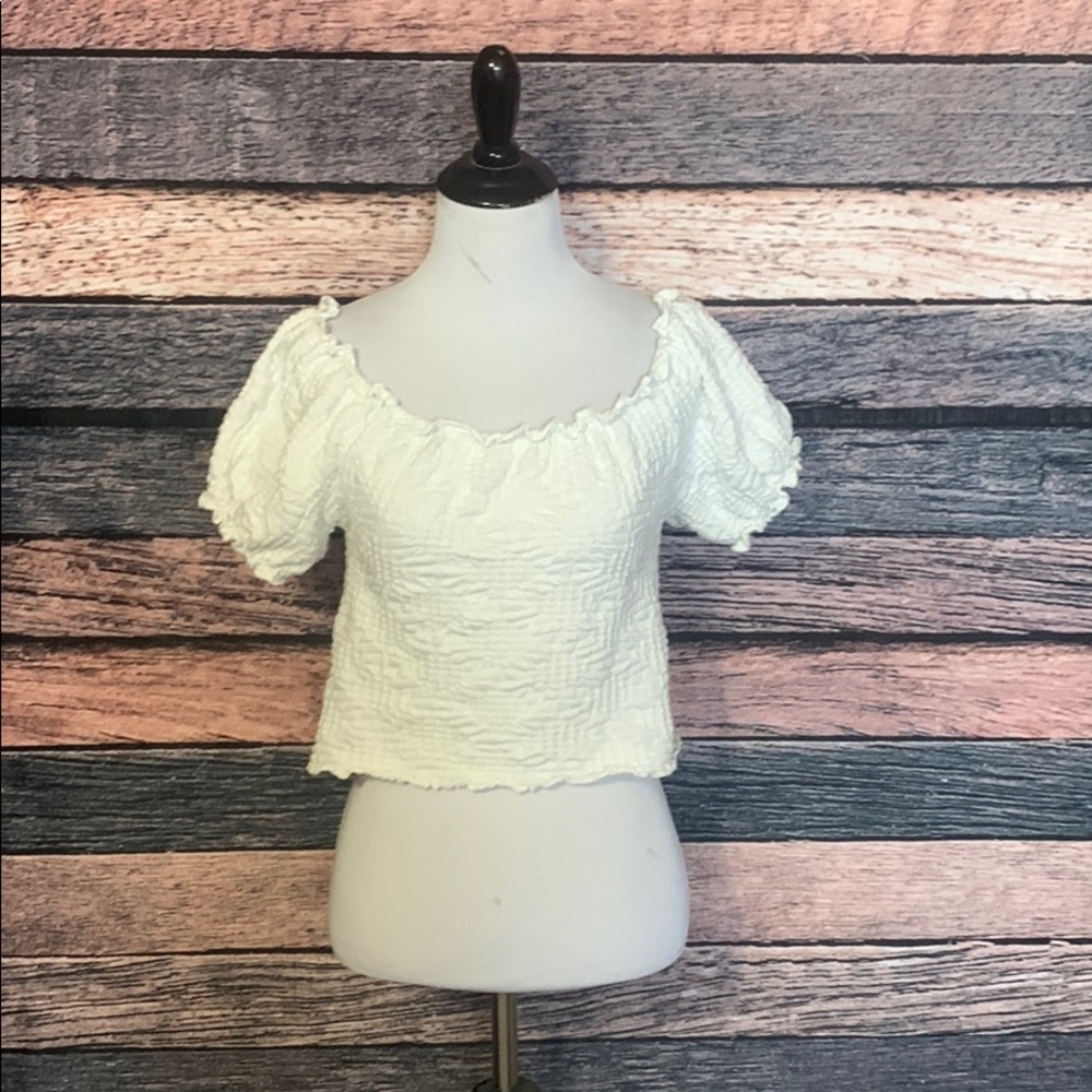 White Decorated Off the Shoulder Top